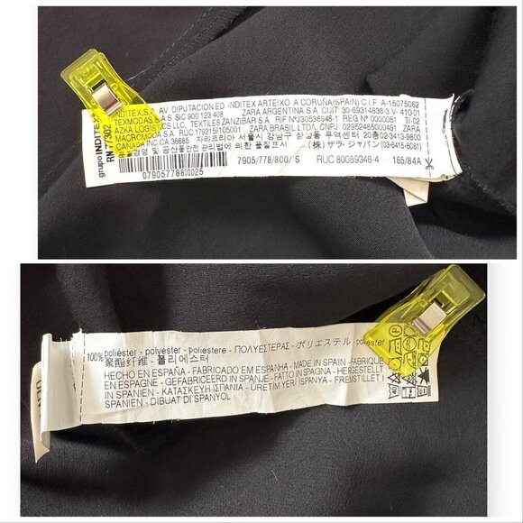 ZARA WOMAN V NECK Belted Asymmetrical blouse top, Black, Size S - Picture 4 of 14